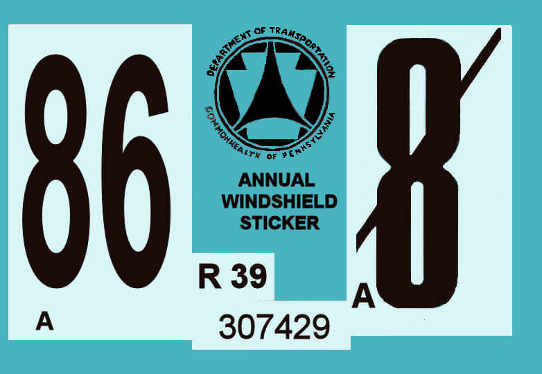 1986 Pennsylvania Inspection sticker - $25.00 : Bob Hoyts Classic ...